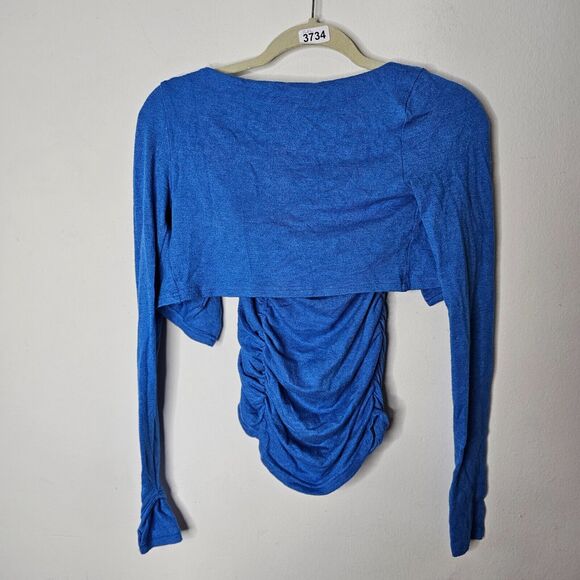 by.DYLN Cobalt Blue Tube Top O-Ring Hole Cutouts with Shrug Cardigan XS - Picture 2 of 7